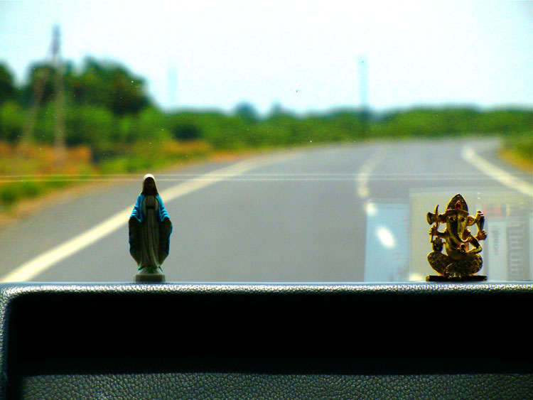 Mary and Ganesha on the Dashboard