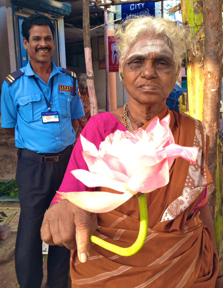 Chidambaram, the Lotus Vendor hands me a Lotus