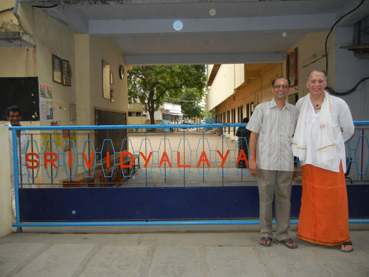 Douglas and Mani in front of Srividyalayam School, Madurai