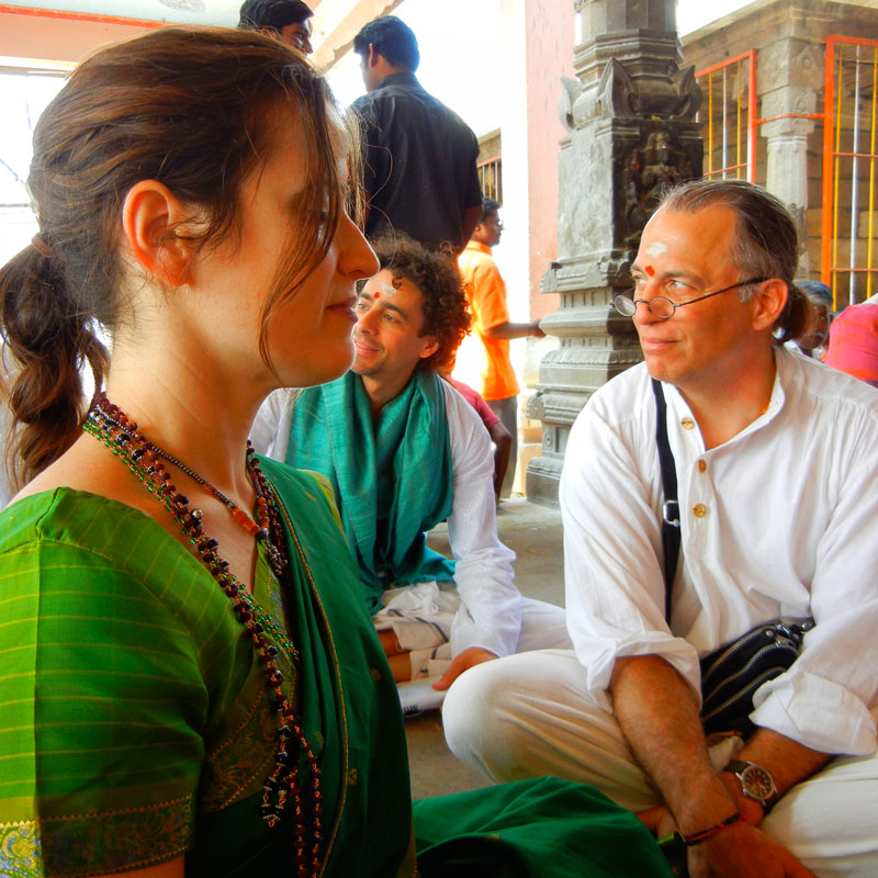 Palani Subrahmanya Temple-Hagar, Peter, and Douglas after darshan